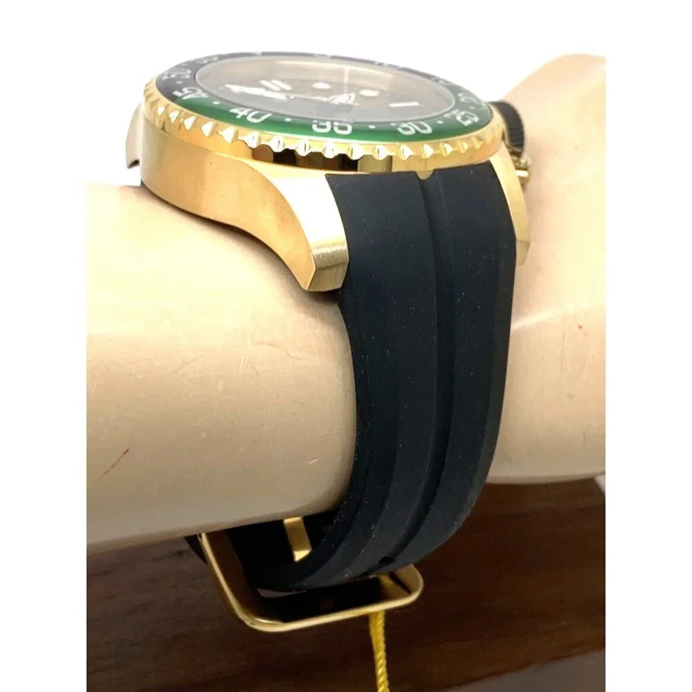 Invicta Men's Watch 35661 Pro Diver Quartz Gold Black Green Bezel Rubber…